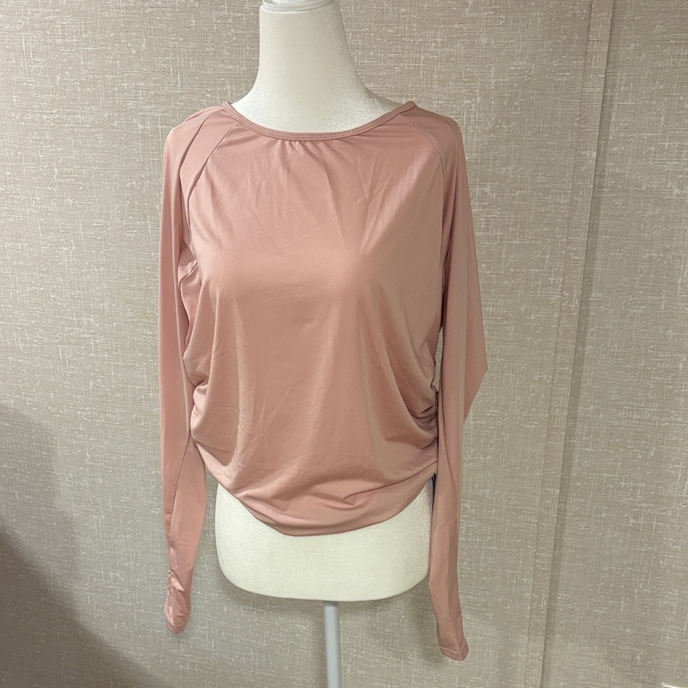 HALARA Dusty Rose Long Sleeve Side-Ruched Top